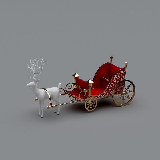 Festive 3D Model of Christmas Sleigh and Reindeer
