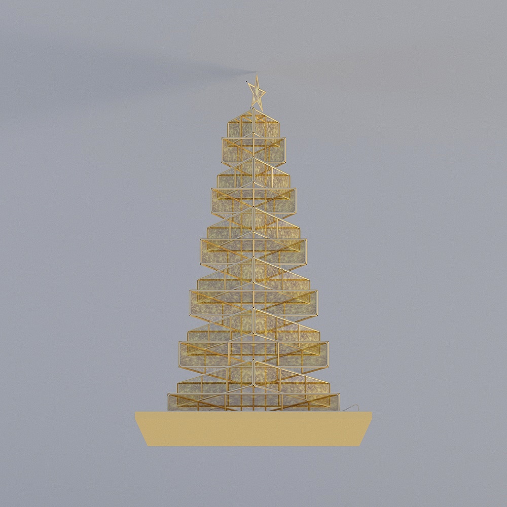 Elegant Golden Christmas Tree 3D model