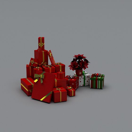 Festive Low Poly Gift Box 3D model