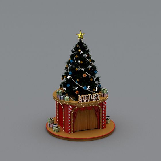 Festive Christmas Tree 3D model with Ornaments