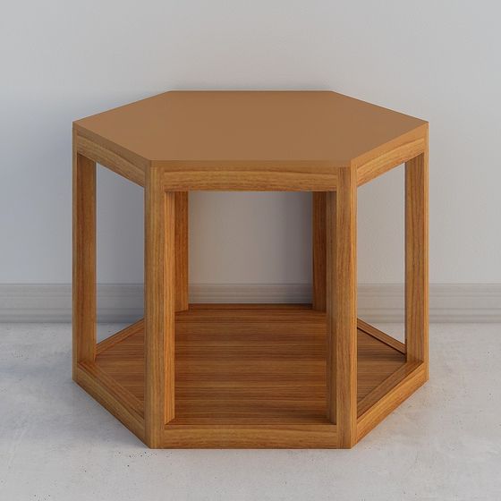 Hexagonal Wooden Table 3D Model for Creative Spaces