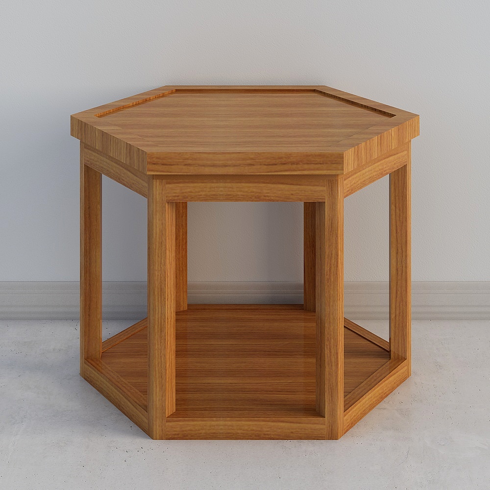 Elegant Hexagonal Wooden Table 3D model