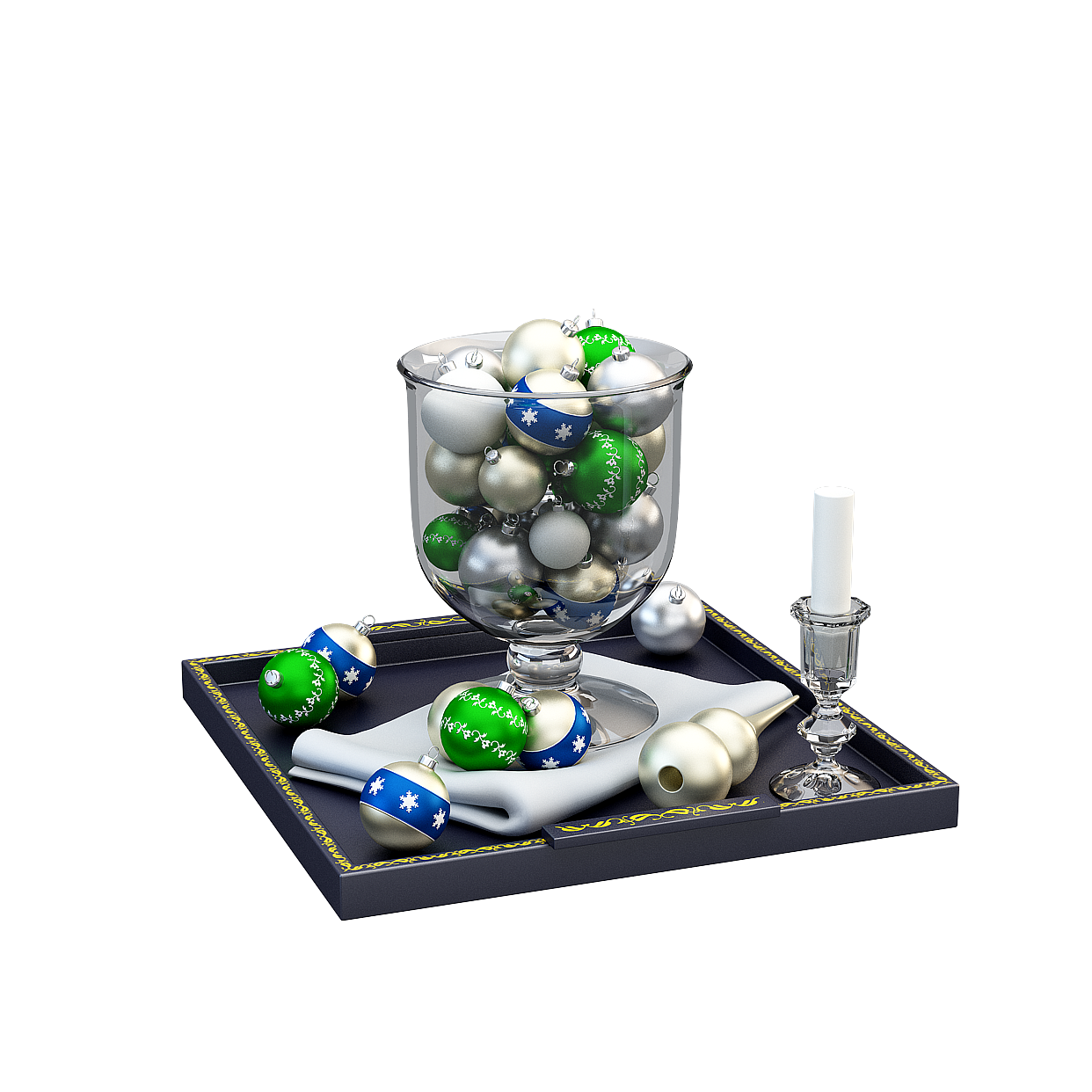 Festive Glass Vase 3D Model – Holiday Ornament Design