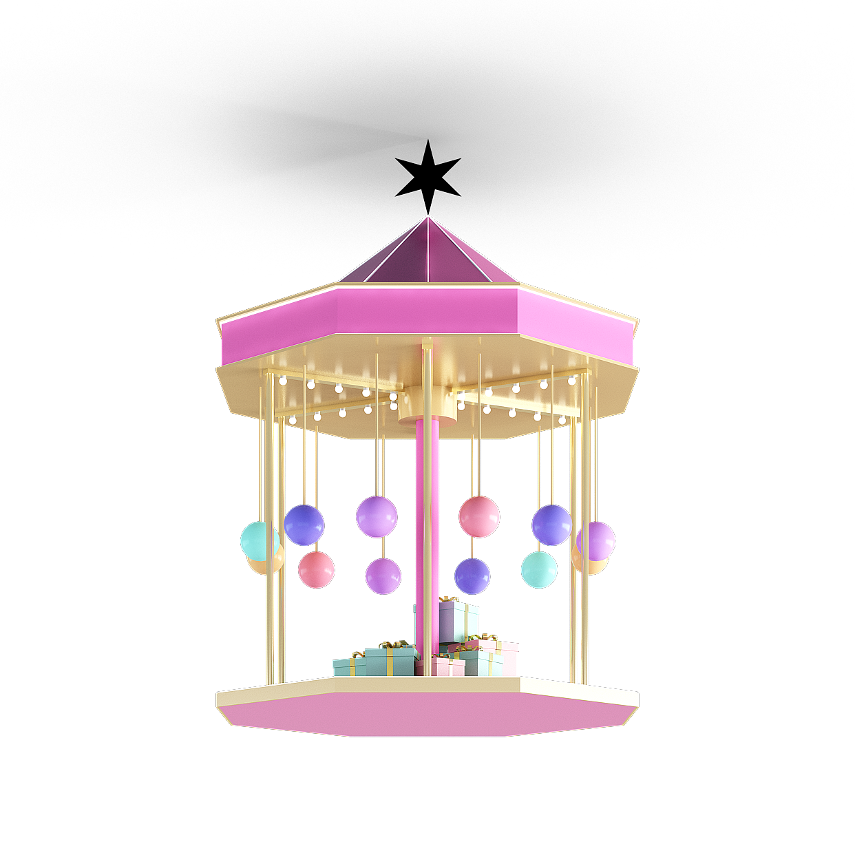 Colorful Rotating Gift Pendant Lamp 3D Model – Festive Lighting