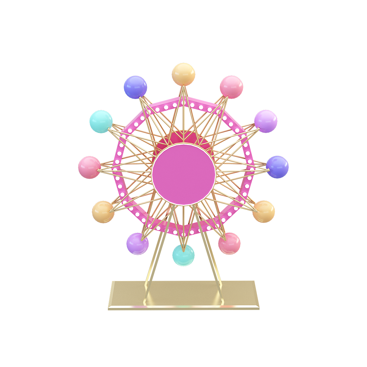 Colorful Geometric Sculpture 3D Model – Vibrant Gold Frame