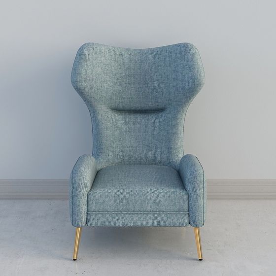 Elegant Wingback Chair 3D model in Low-Polygon Style