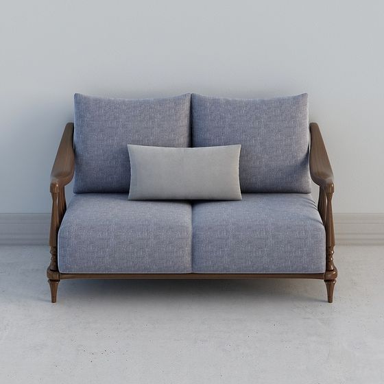 Graceful Grey Linen Sofa 3D model