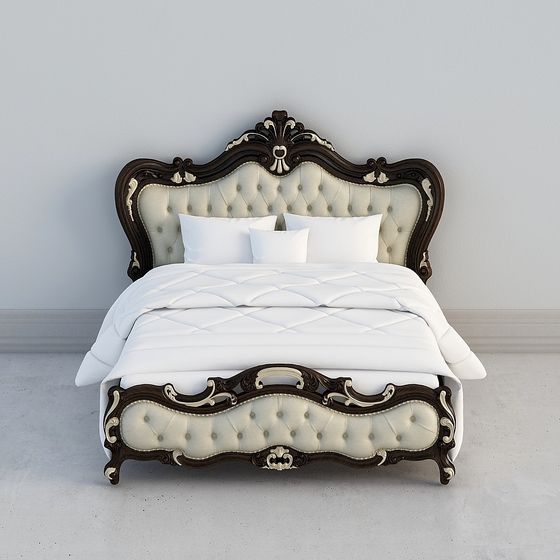 Elegant 3D Model Bed with Classic Design