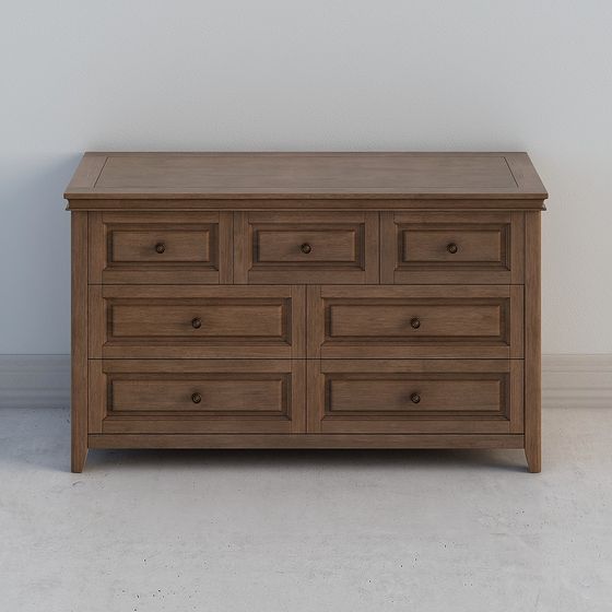 Elegant Retro 6-Drawer Cabinet 3D model