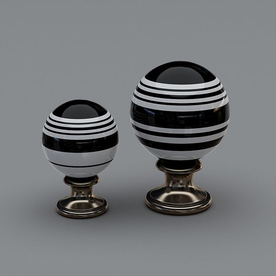 Unique Black and White Decorative Sphere 3D model