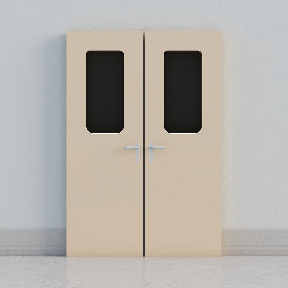 modern beige windowed double door