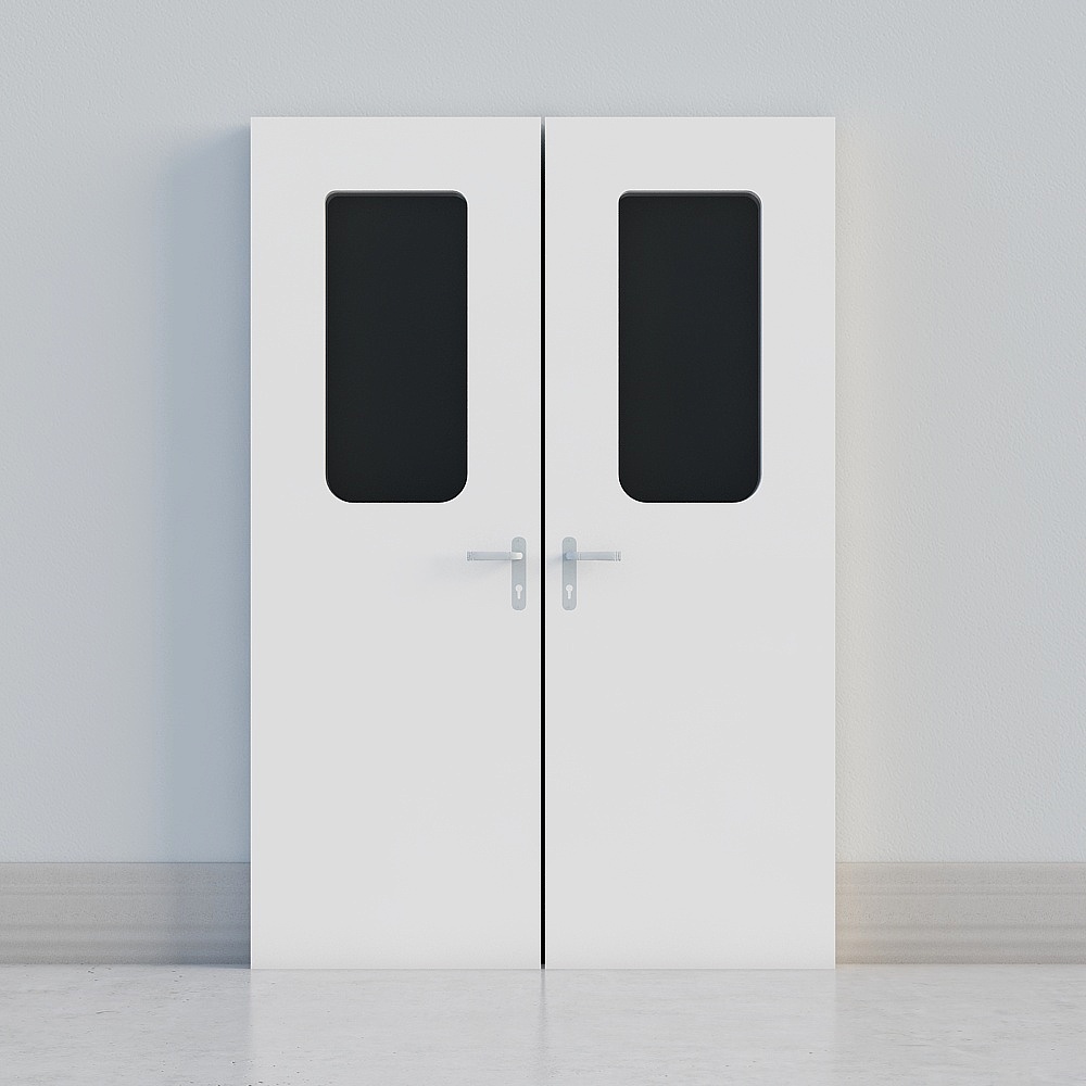 modern white windowed double door