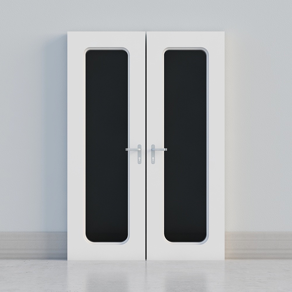 modern white windowed double door