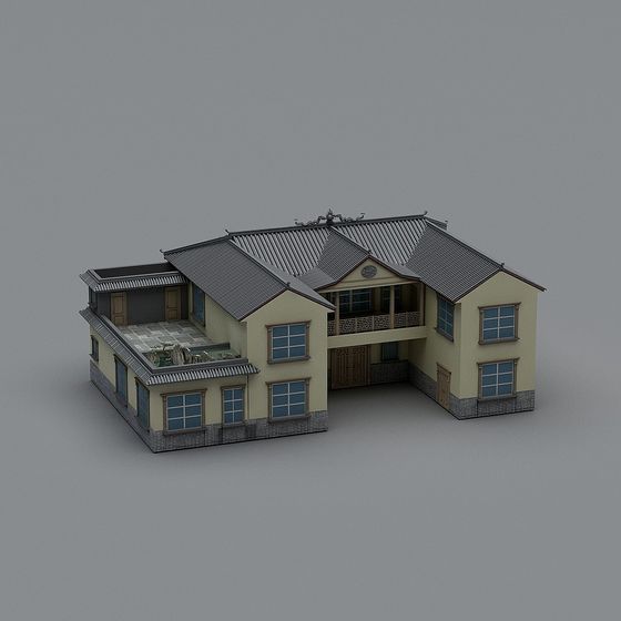 Traditional Chinese Villa 3D model with a Modern Twist