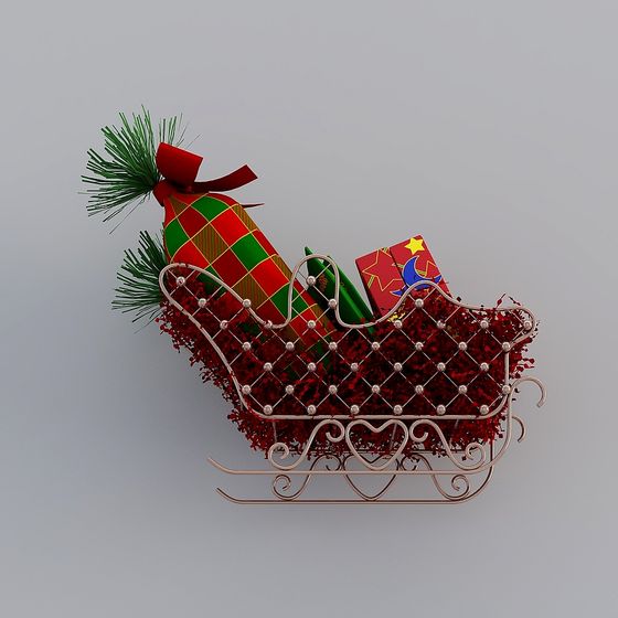 Festive Christmas Sleigh 3D Model