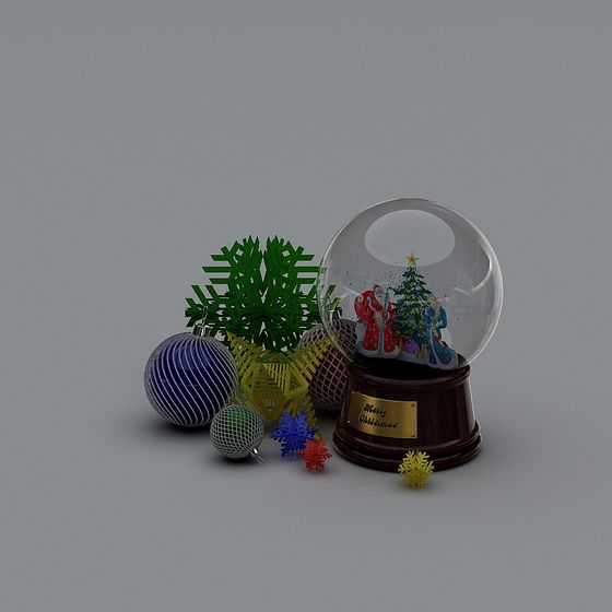 Festive Christmas Snow Globe 3D model