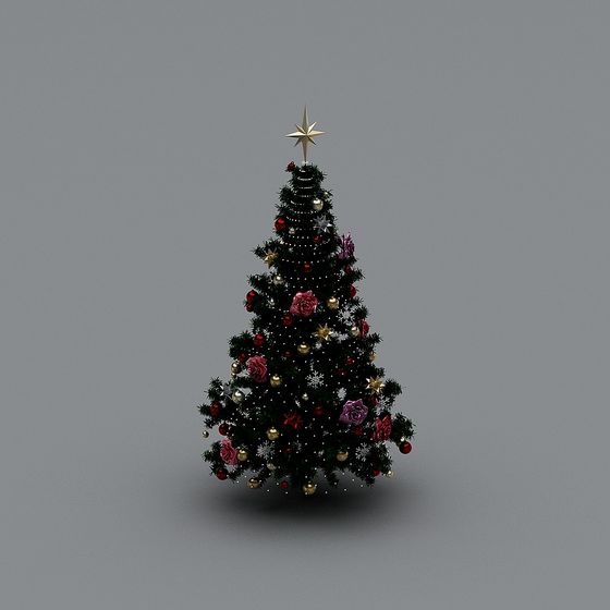 Festive Christmas Tree 3D model with Ornaments