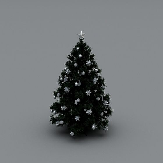 Festive Christmas Tree 3D model with Ornaments