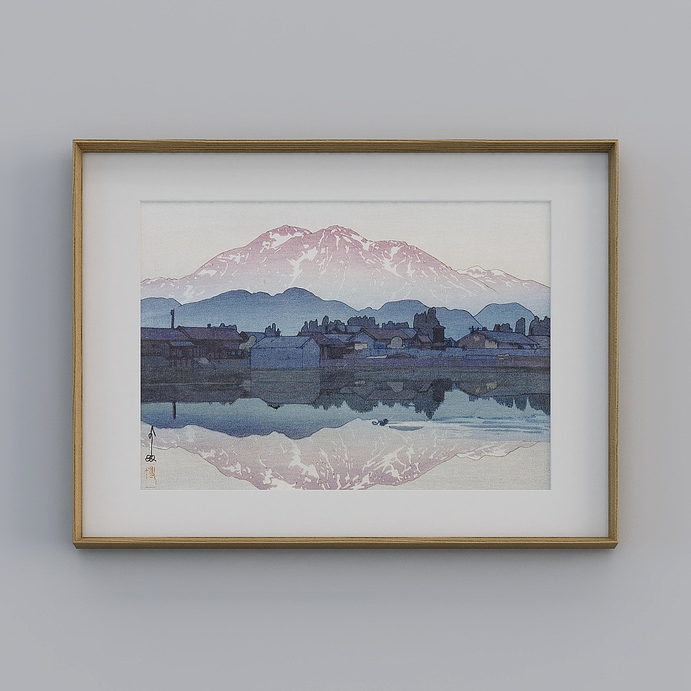 Kippoon flagship Japanese restaurant horizontal walnut brown box 62x84cm cherry blossom mountain tmls-yz-gg-lh-2