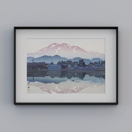 Snowy Dawn 3D model – Tranquil Mountain Landscape