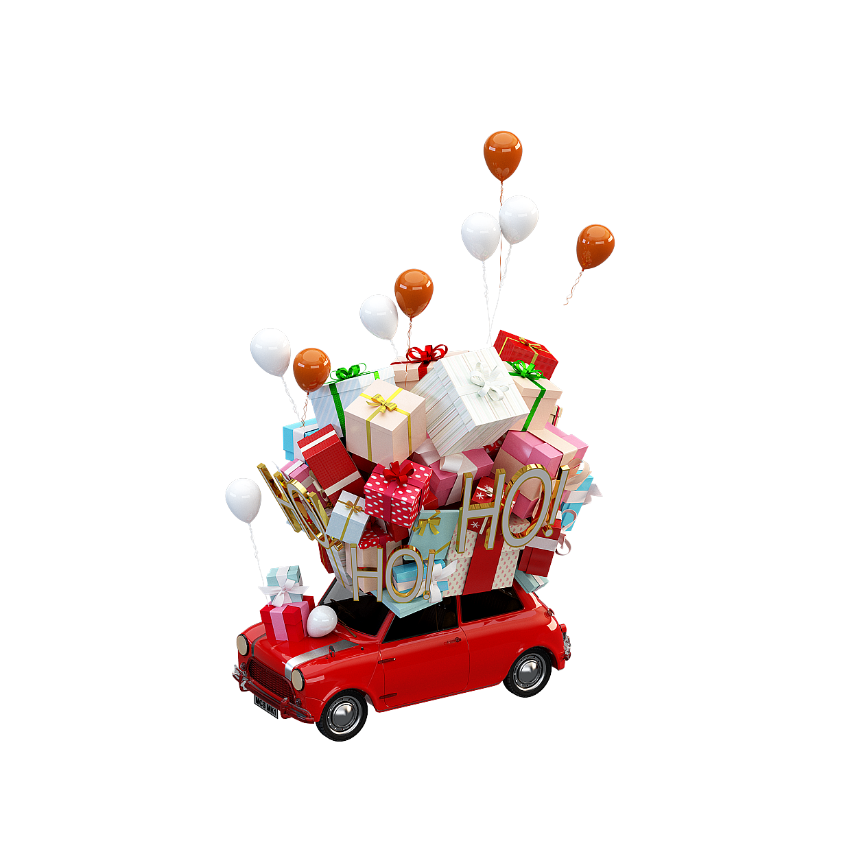 Festive Gift Car 3D Model – Holiday Decor Low-Poly