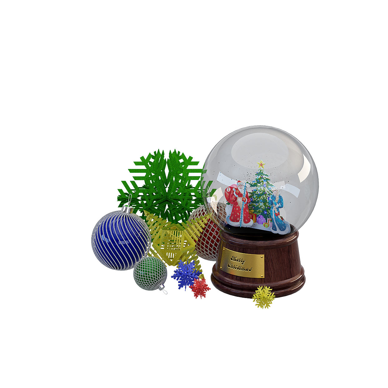 Festive Christmas Snow Globe 3D Model – Holiday Decor