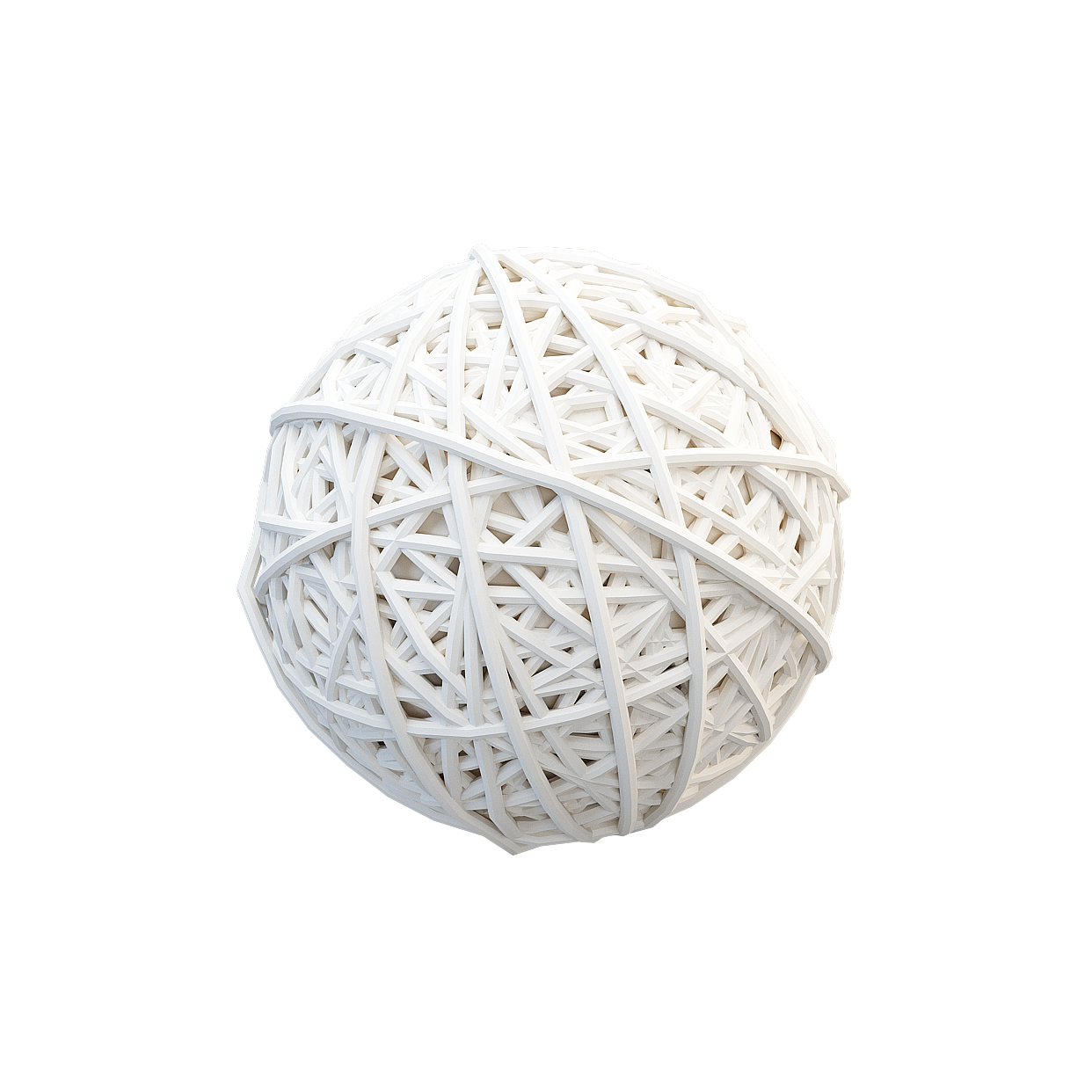 Rubber Band Ball 3D Model – Low-Poly White Design