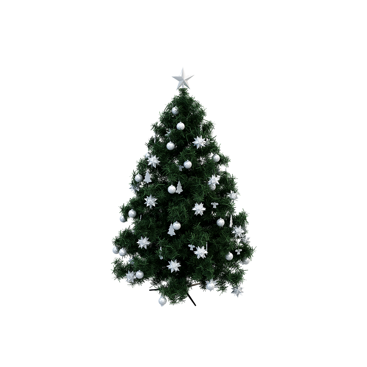 Festive Christmas Tree 3D Model with Metallic Ornaments