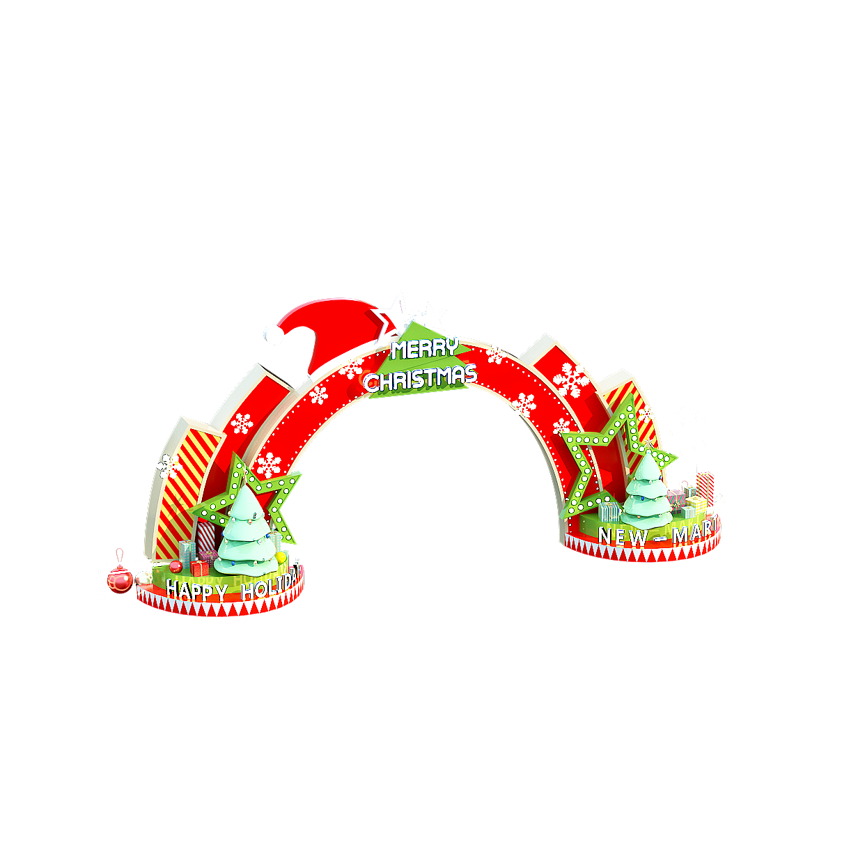 Festive Christmas Arch 3D Model – Holiday Ornament Design