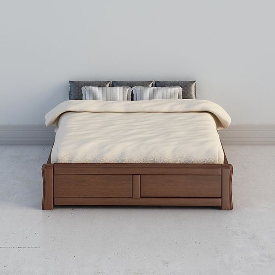 Elegant Low-Polygon 3D Bed Model for Modern Interiors