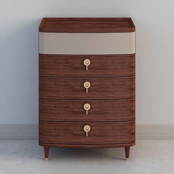 Elegant Retro Four-Drawer Cabinet 3D model