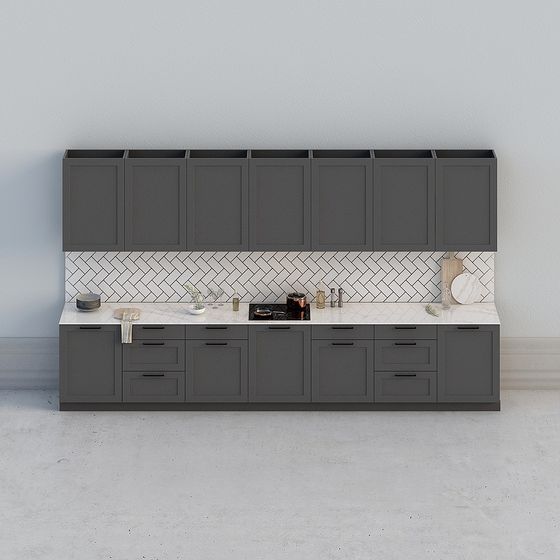 Modern Low-Poly Kitchen Cabinet 3D Model