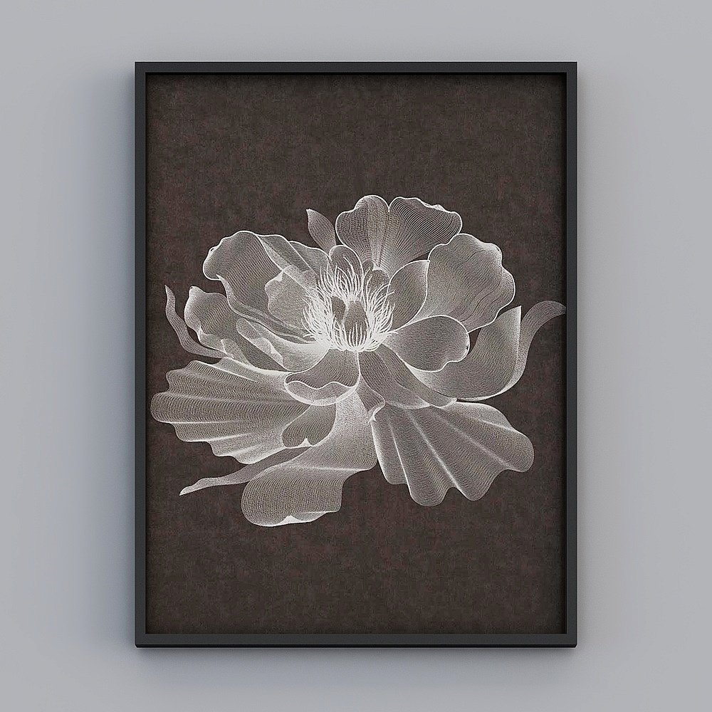 Elland decorative painting high-end boutique embroidery new Chinese Nordic flowers black and white simple line personality art living room bedroom sofa bed head single picture frame modern light luxury hanging painting