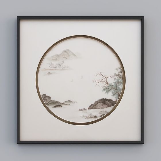 Chinese Ink World in Round Mirror 3D model