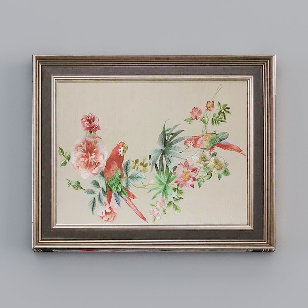 Elland Decorative Painting - High-end Boutique Embroidery - Flower Bird Electric Meter Box Painting - Fresh Personality Art - Living Room Bedroom Sofa Bed Head - Three Picture Frames - Modern Light Luxury Hanging Painting