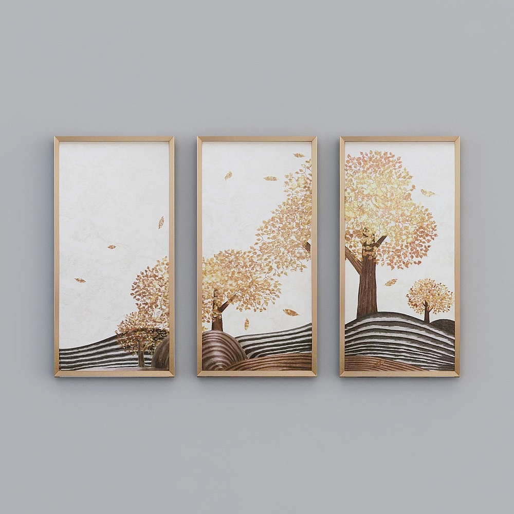 Quadro Decorativo Alta Gamma Elland Arte Astratta Ricca Albero Nordico per Soggiorno Camera da Letto Divano Letto Tre Testiere Sequenziale Cornice Moderna Lusso Arte da Parete
