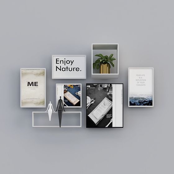 Modern Minimalist Wall Art 3D model Set