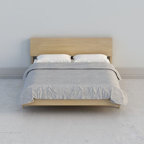 Elegant Minimalist Bed Frame 3D model for Modern Spaces