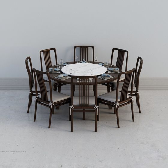 Elegant Round Table and Chair Set 3D model