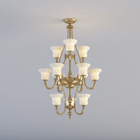 Elegant European Style Chandelier 3D model