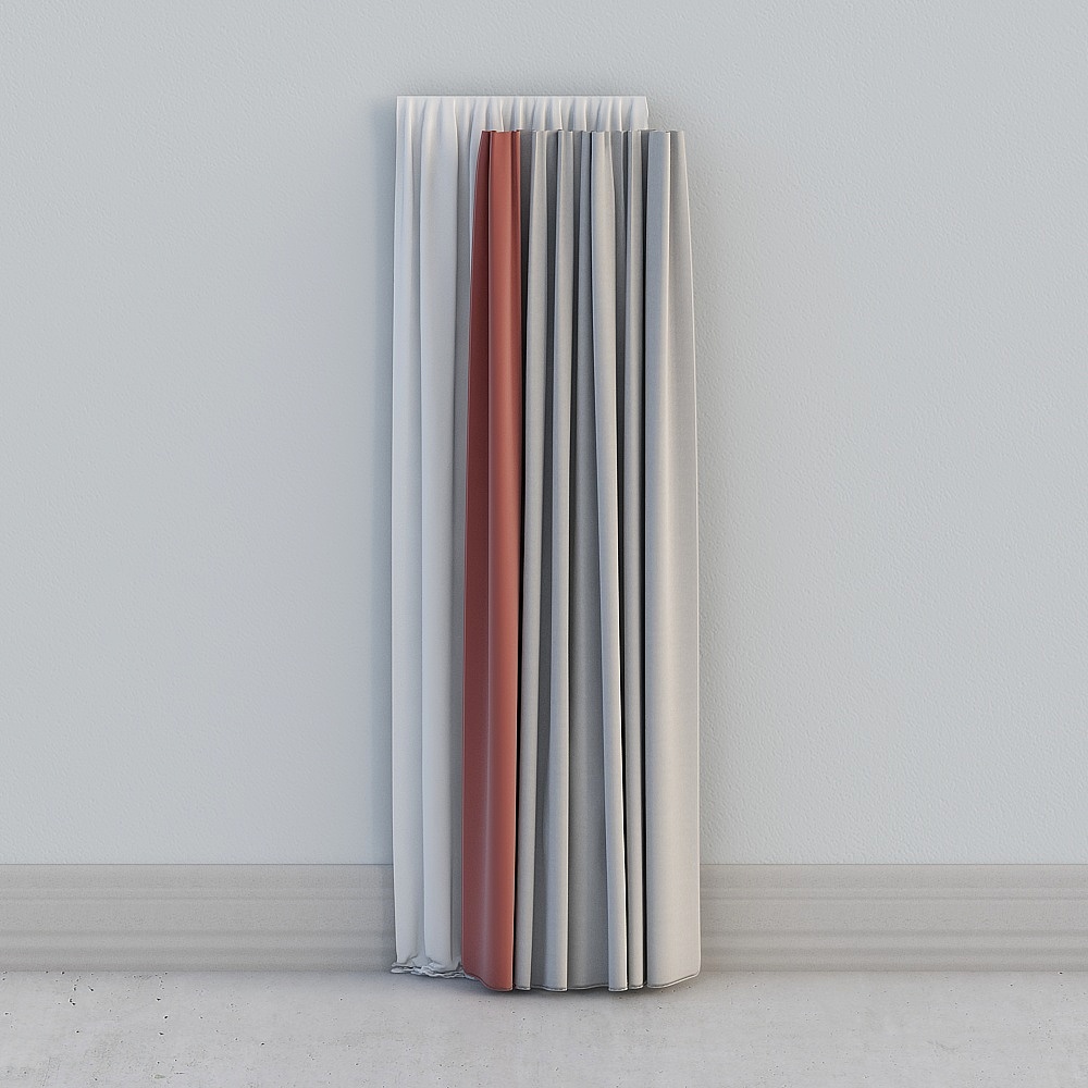 Pleated Curtain Low-Poly 3D Model