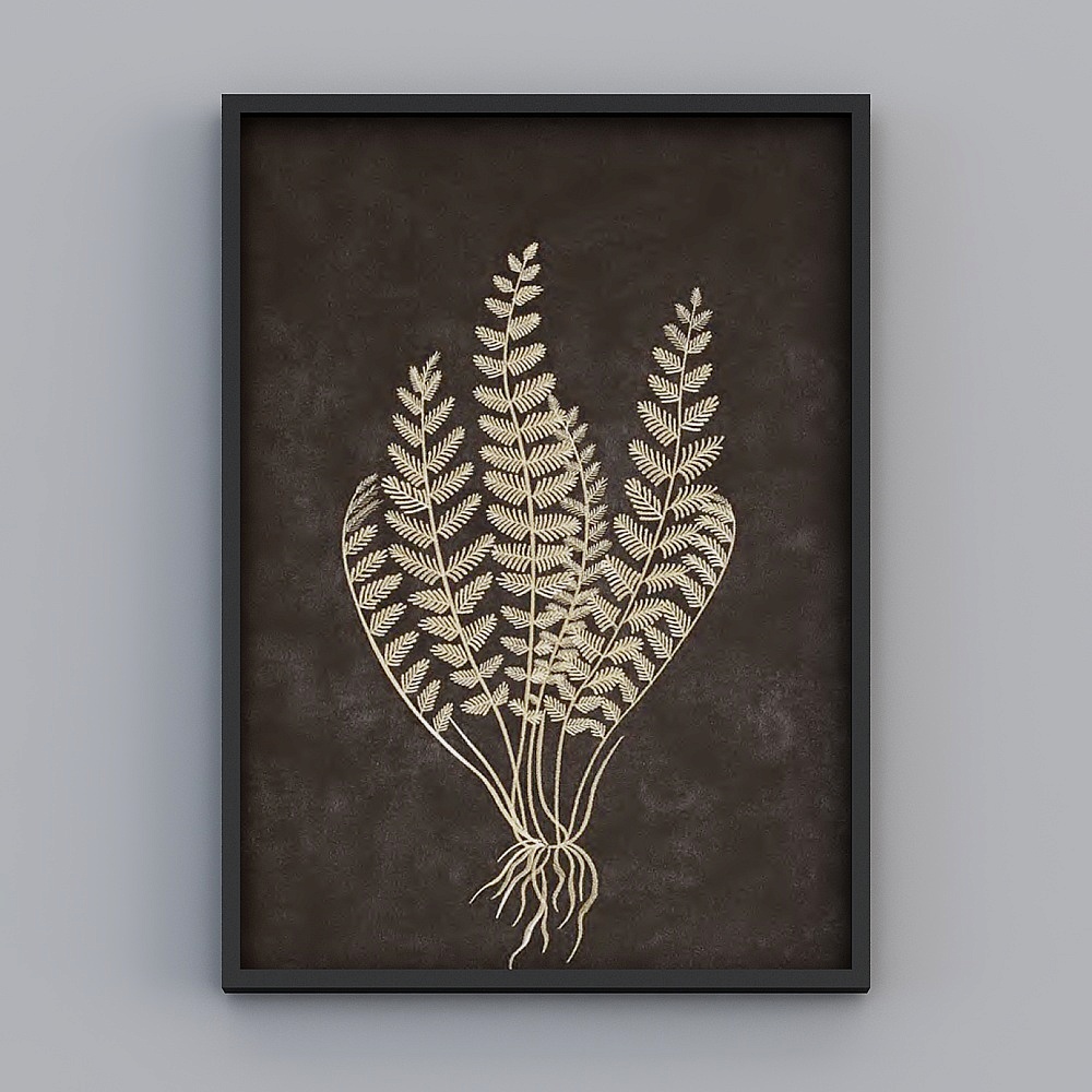 Elland decorated painting high-end boutique embroidery new Chinese plant grass green leaf leaf black minimalist personality living room dining room bedroom sofa bed head single picture frame modern light luxury hanging