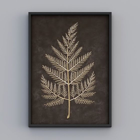 Elland 裝飾畫 高端精品刺繡新中式植物草綠葉黑色極簡個性客廳餐廳臥室沙發床頭單畫框現代輕奢掛畫