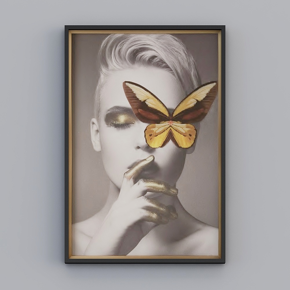 Elland decorative painting high-end boutique embroidery new Nordic tilt vertical art photo beauty butterfly personality living room bedroom sofa bed head single picture frame modern light luxury hanging painting