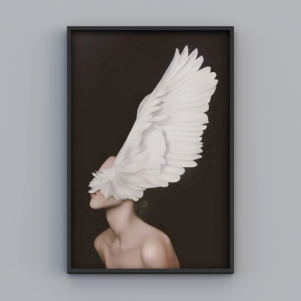 Elland decorative painting high-end boutique embroidery new Chinese Nordic embroidery art photo foreign beauty feather personality living room bedroom sofa bed head single picture frame modern light luxury hanging painting