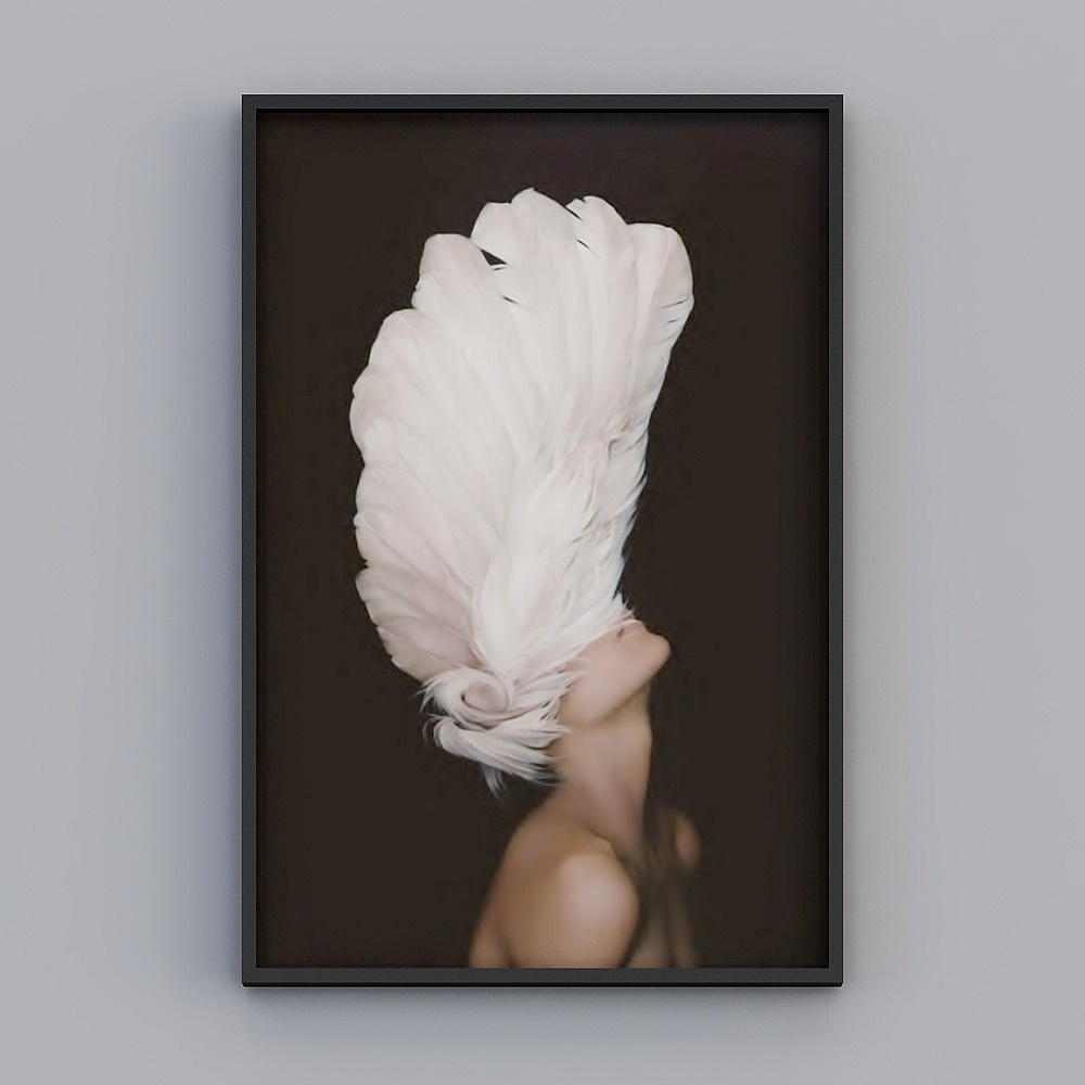 Elland decorative painting high-end boutique embroidery new Chinese Nordic embroidery art photo foreign beauty feather personality living room bedroom sofa bed head single picture frame modern light luxury hanging painting