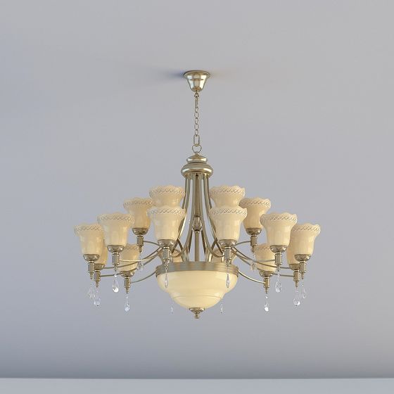 Elegant Low-Poly Chandelier 3D Model