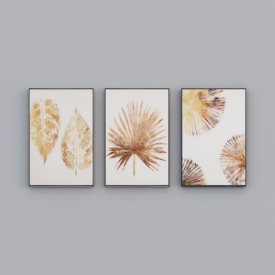 Элланд декоративная картина с высококачественной бутик-вышивкой нового нордического стиля, свежие коричневые листья для гостиной, спальни, кровати, три рамки для картин в ряд, современная светлая люксовая натяжная картина
