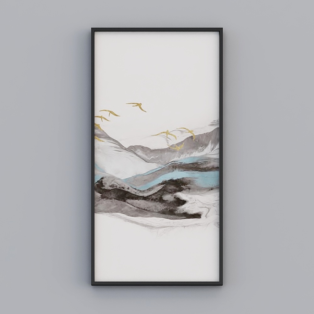 Elland Decorative Painting High-End Boutique Embroidery New Nordic Abstract Ink Painting Landscape Line Personality Art Living Room Bedroom Sofa Bed Single Picture Frame Modern Light Luxury Hanging