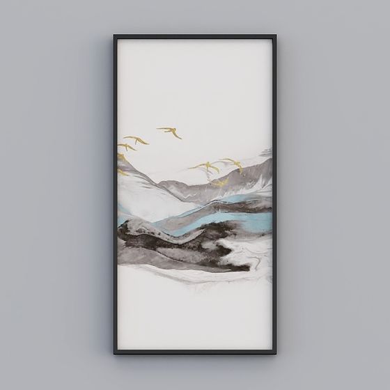 Nature's Harmony 3D Model - Mountain and River Scene